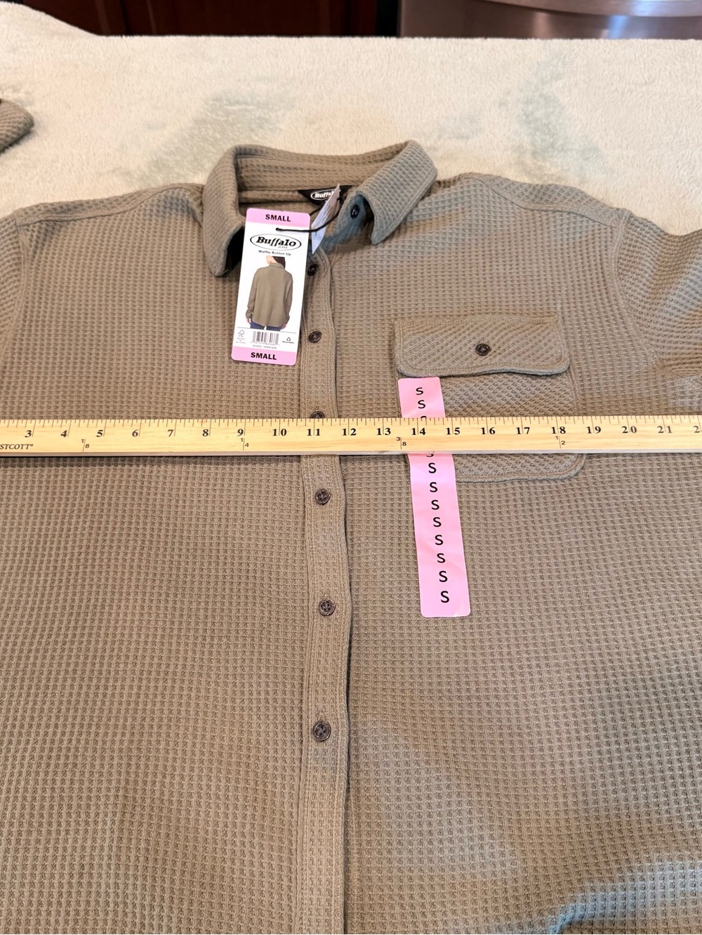 Buffalo David Bitton Women’s Waffle Button Up Shirt Small Faded Sage NWT - Picture 9 of 13